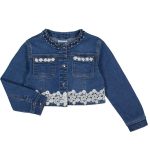 Jeansjacke mit Spitze